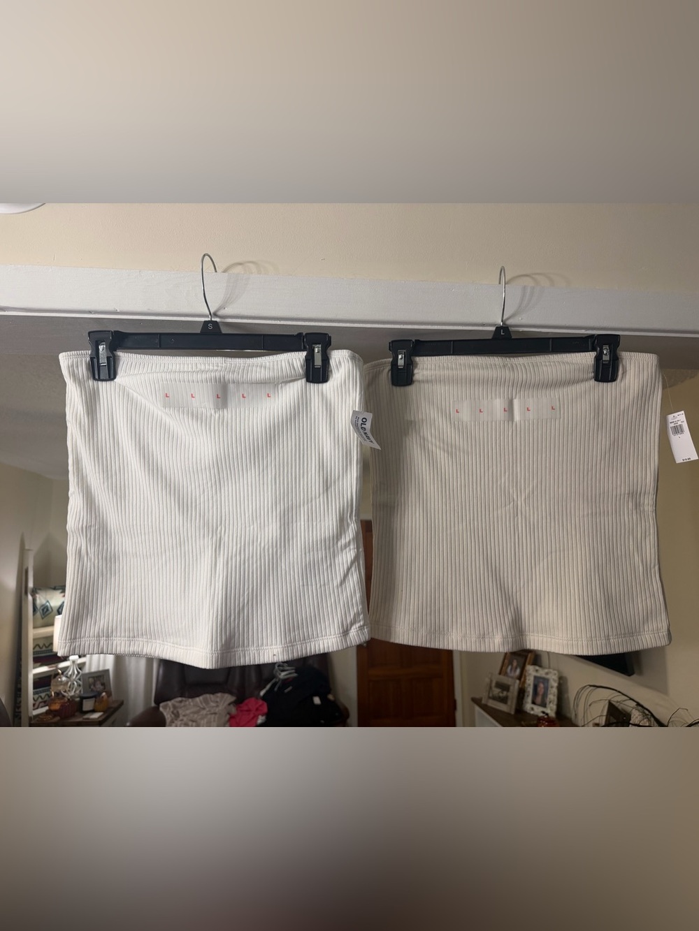 Old Navy White & Cream/Beige Ribbed Tube Tops (2) – Women’s Size Large – NWT 🤍🤎
